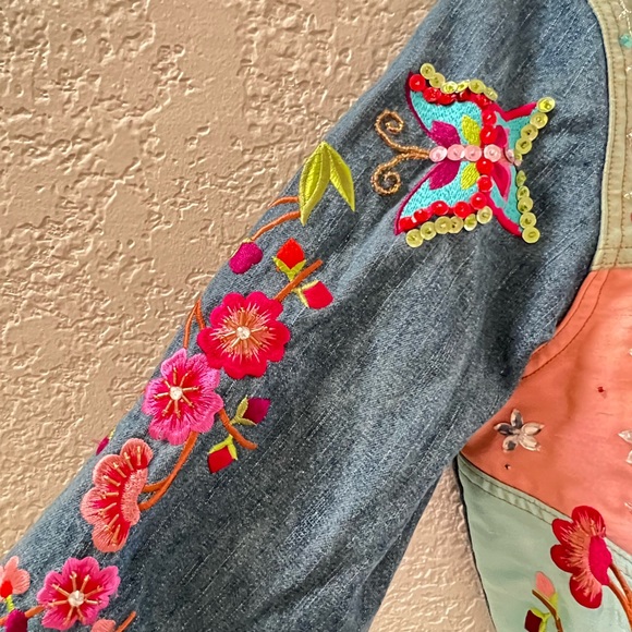 BERER COLLECTION Designer Embroidered Sequin Beaded Denham JACKET Size Large - Picture 2 of 10